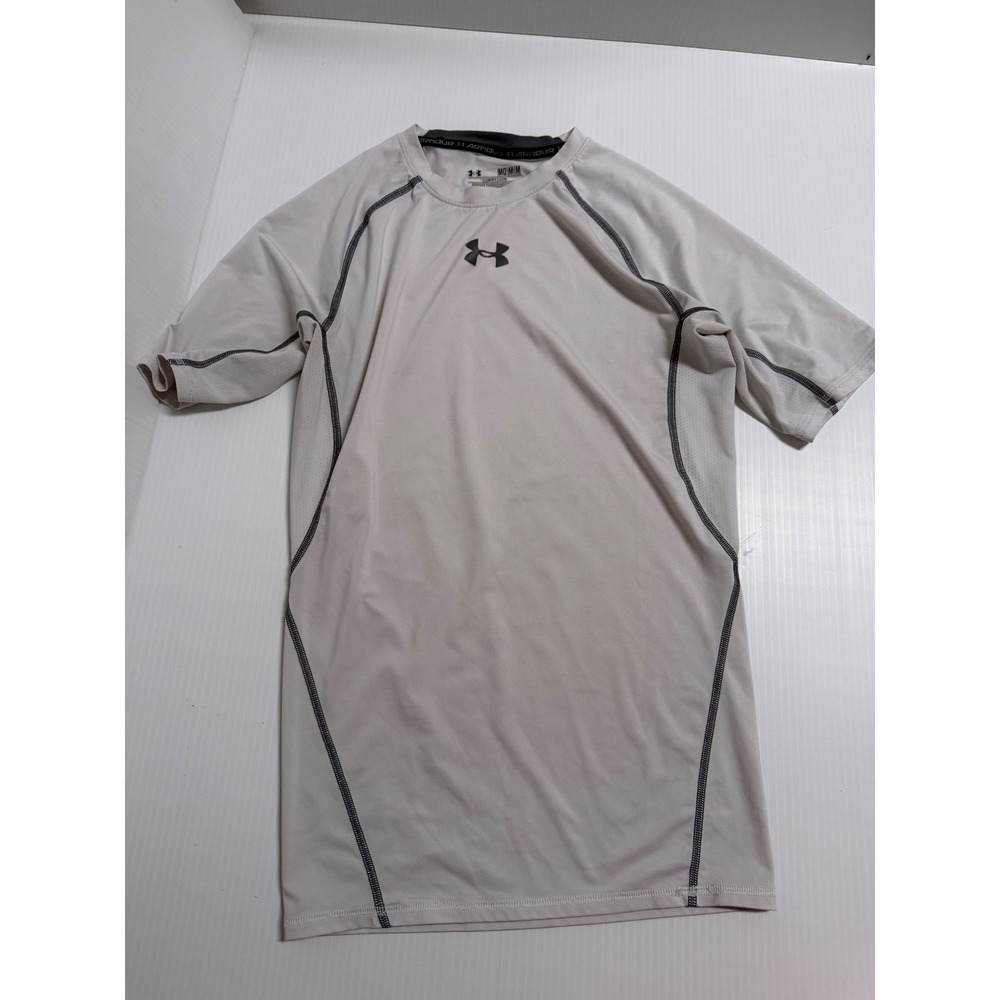 Under Armour Mens HeatGear Compression Shirt Gray Short Sleeve Size Medium